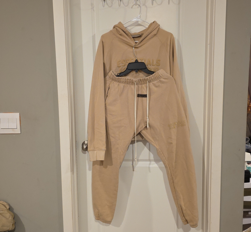 Essentials Fear of God Men’s Jogger & Hoodie Set in Tan